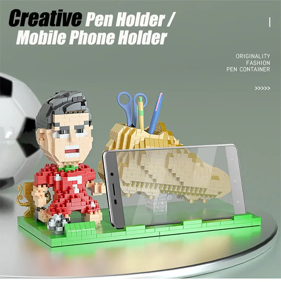 2022 Football Player Model Mini Size Building Blocks Creative DIY Pen Holder Mobile Phone Holder Bricks Toys For Children Gifts
