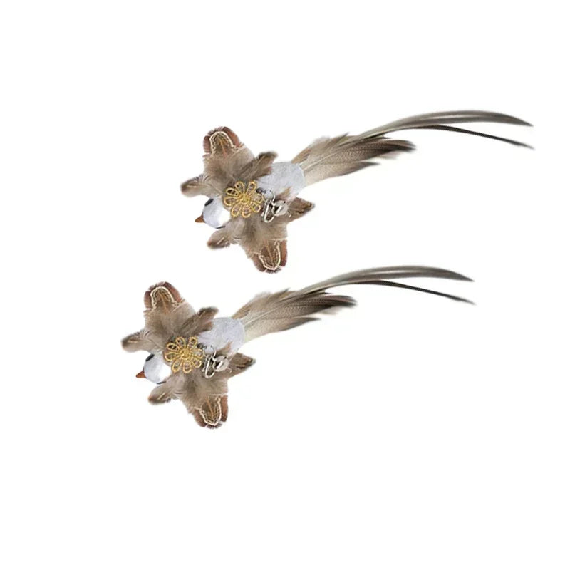 Simulation Bird Cat Toys Funny Interactive Peacock with Bell Cat Stick Toy for Kitten Playing Teaser Wand Toys Pet Cats Supplies