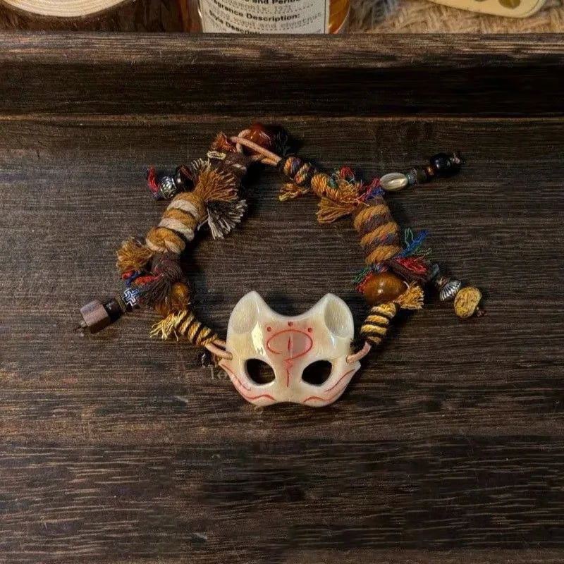 Exaggerated Bohemian Weave Rope Bracelet Mask Wax Rope Ethnic Style Bracelet Vintage Europe American Style Retro Hand Ring Women