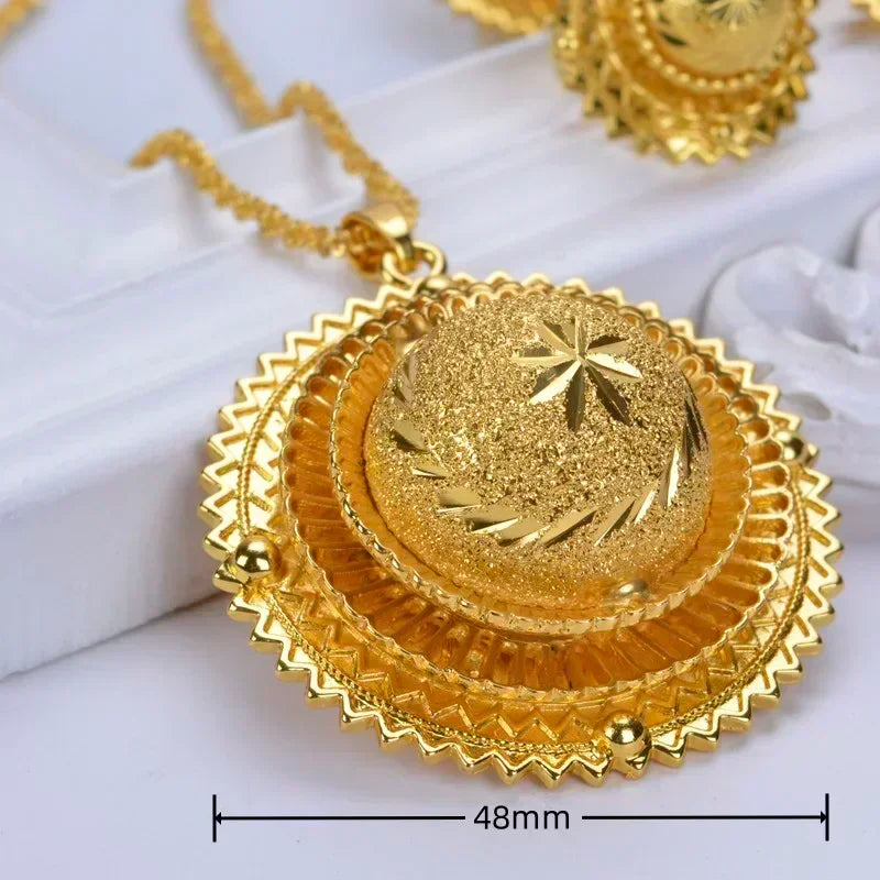 Shamty Hot Ethiopian Bridal Jewelry Sets African Nigeria Sudan Eritrea Kenya Pure Gold Color Habasha Style Wedding Sets D30019