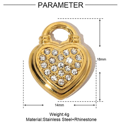 3pcs/Lot French Antique Stone Heart Stainless Steel Bracelet Diy Charms Women Love Necklace Pendant Lock Jewelry