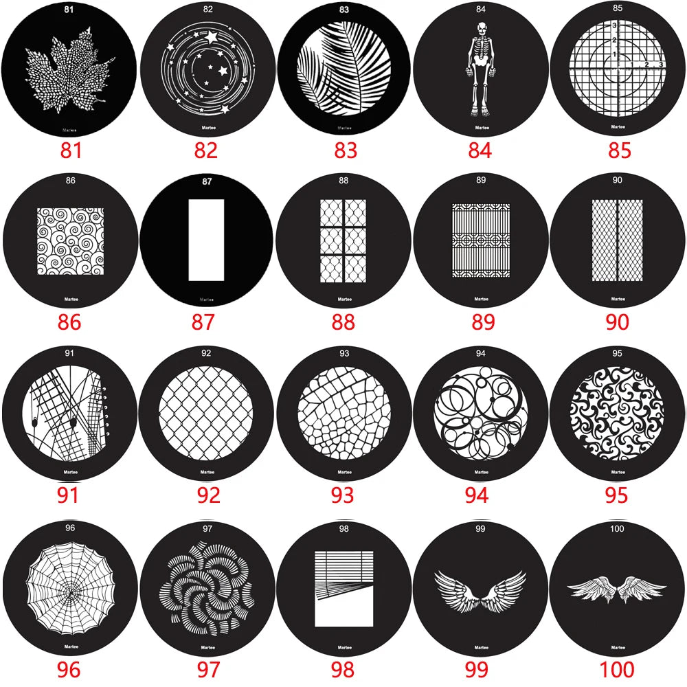 20PCS 86MM 66MM GOBO Bones Bar Heart Moon Skulls Bat Swing Halloween Interior Photo Wedding Portrait Children's Photography SA-P