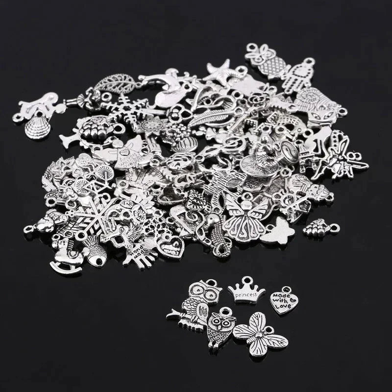 100/500pcs Tibetan Silver Mixed Pendant Animals Charms Beads for Jewelry Making Bracelet Earrings Necklace DIY Craft Art Charms