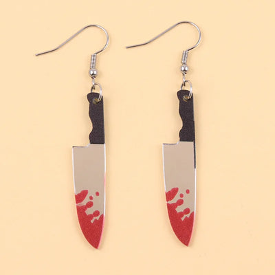 Halloween Earrings Funky Spooky Quirky Earrings Bloody Knife Axe Dangle Earrings Creepy Acrylic for Women Girls Jewelry Gifts