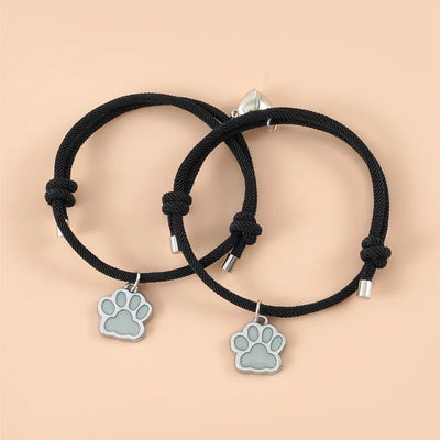 2pcs magnetic couple heart bracelet for men friendship lover jewelry glow in the dark pet dog cat animal paw bracelets For women