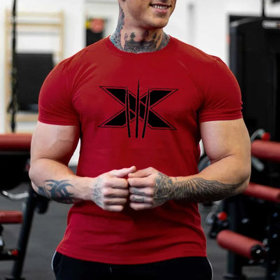Men's Gym Fitness Clothing Man Cotton Sports Short Sleeve T-shirt Running Training Slim Printed Shirt Sweatshirt Casual Tops - The world bestselling 