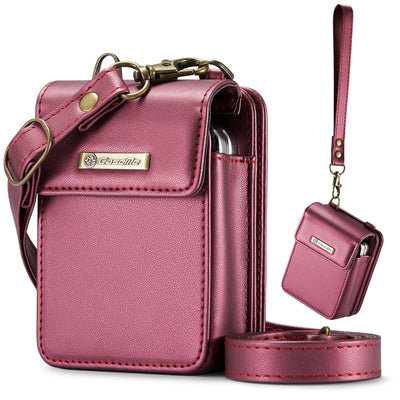 2 in 1 Crossbody Bag Case For Samsung Galaxy Z Flip6 Z Flip 5 Z Flip4 3 Screen Protector Luxury Leather Finger Ring Holder Cover