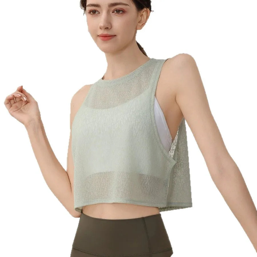 Sports Vest, Women's Chiffon Breathable Loose Running Sleeveless Cover Up, Fitness Suit Top, Summer - The world bestselling 
