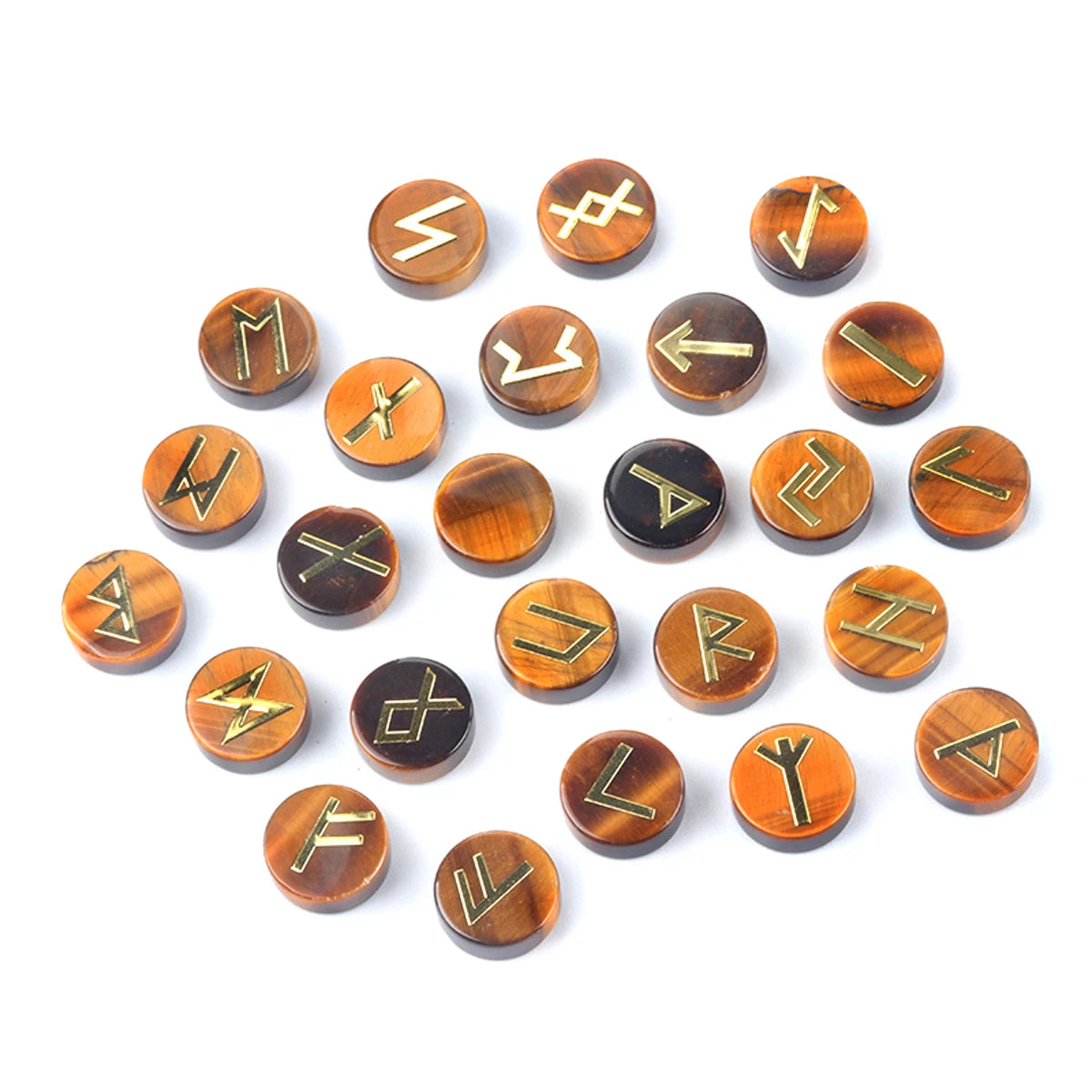 25pcs Birthstone Crystal Stone Beads Set Square Runes Energy Natural Stones Witches Runes Divination Stones Home Decoration