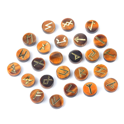 25pcs Birthstone Crystal Stone Beads Set Square Runes Energy Natural Stones Witches Runes Divination Stones Home Decoration