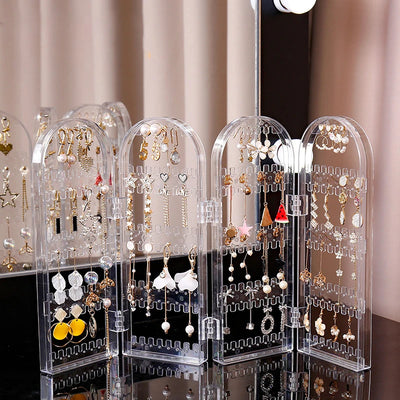 Foldable Earring Stud Display Stand Necklace Jewelry Stand Stand Earring Storage Rack Fan Panel Display Storage Box