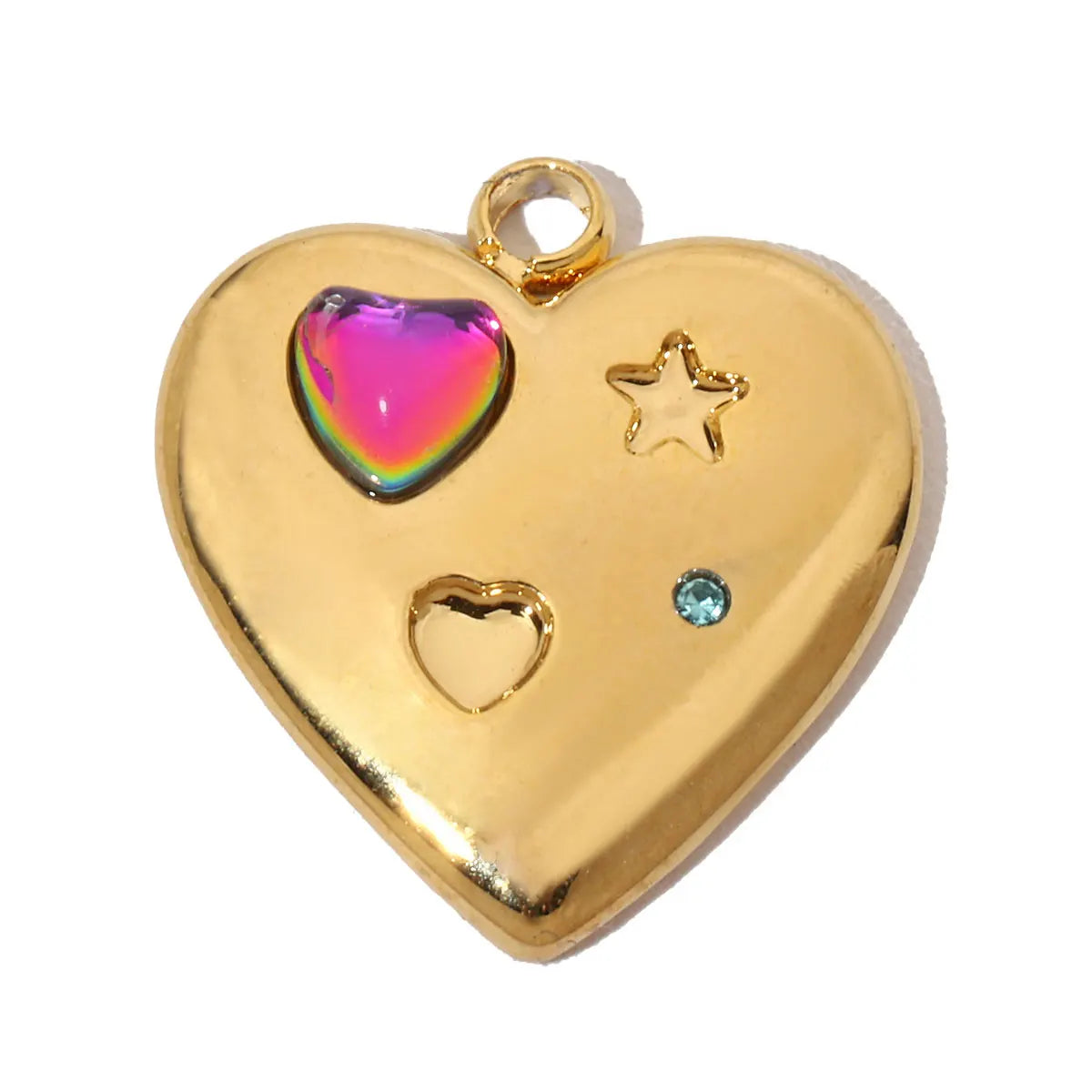 3pcs/Lot French Antique Stone Heart Stainless Steel Bracelet Diy Charms Women Love Necklace Pendant Lock Jewelry