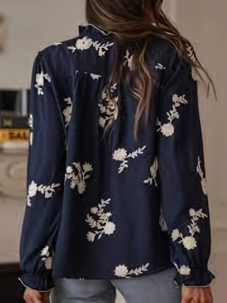 Women's Clothing 2025 Spring Autumn Fashion Casual Long-sleeved Printed Blouse with A Collar and Puff Sleeves Office Lady Shirt - The world bestselling 