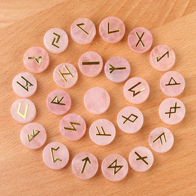 25pcs Birthstone Crystal Stone Beads Set Square Runes Energy Natural Stones Witches Runes Divination Stones Home Decoration
