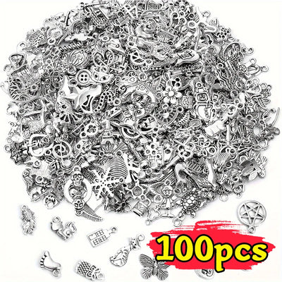 100/500pcs Tibetan Silver Mixed Pendant Animals Charms Beads for Jewelry Making Bracelet Earrings Necklace DIY Craft Art Charms