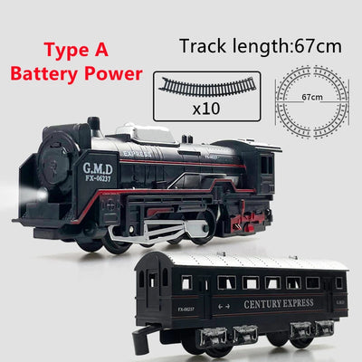 Classical Railway Freight Train Toy Electric Christmas Train Track Set with Light Tracks Model Toys for Kids Gift Children