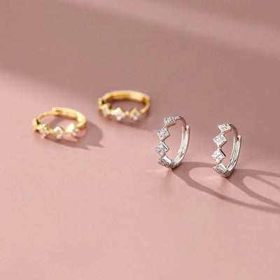 INZATT Real 925 Sterling Silver Zircon Square Hoop Earrings for Women Party Classic Fine Jewelry Geometric 2024 Accessories