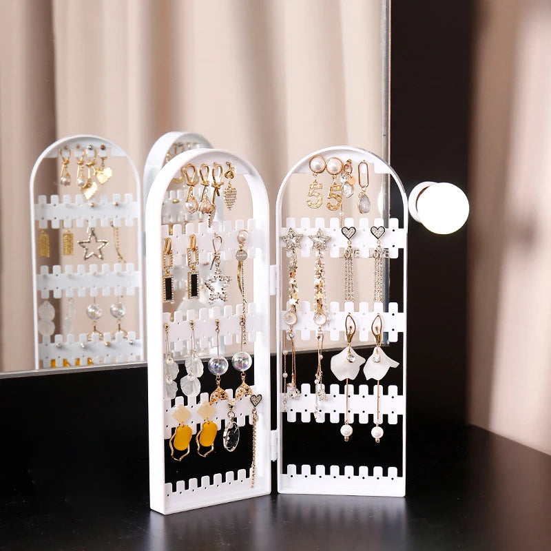 Foldable Earring Stud Display Stand Necklace Jewelry Stand Stand Earring Storage Rack Fan Panel Display Storage Box