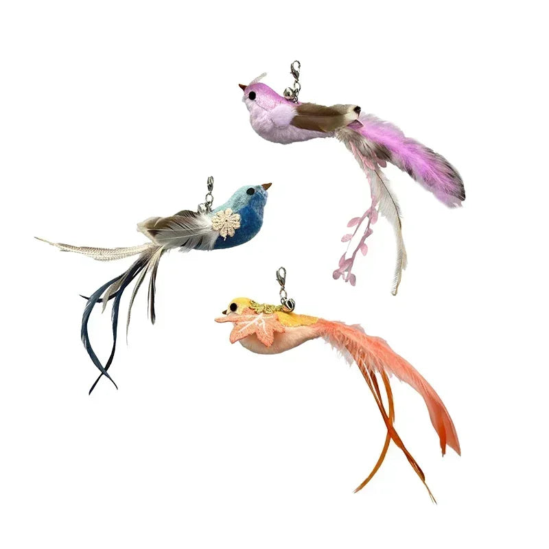 Simulation Bird Cat Toys Funny Interactive Peacock with Bell Cat Stick Toy for Kitten Playing Teaser Wand Toys Pet Cats Supplies