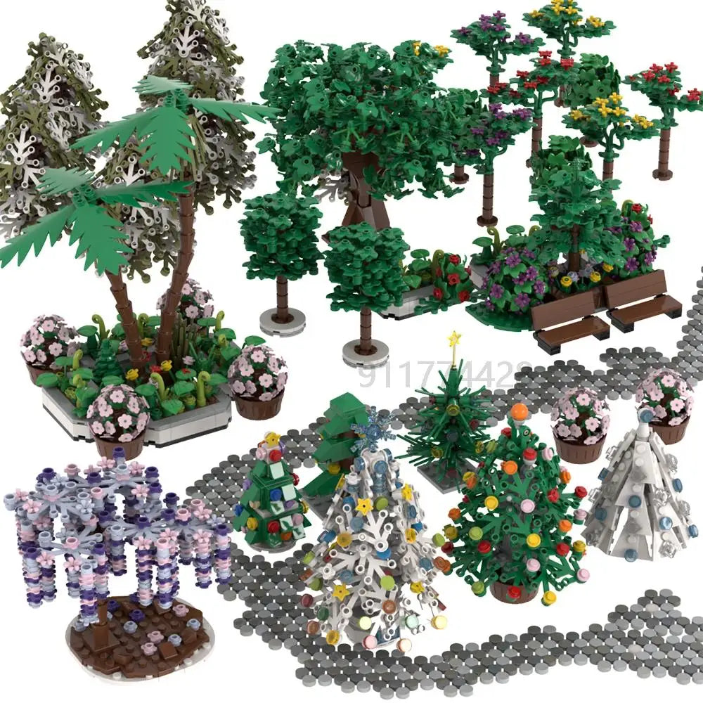 MOOXI City farm MOC Parts Figures Building Blocks Set Plant Tree Leaf Flower Grass Garden Model Friends Bricks Toys For Children