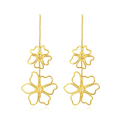 New exaggerated cold wind long alloy flower earrings European and American retro temperament flower pendant senior sense of earr