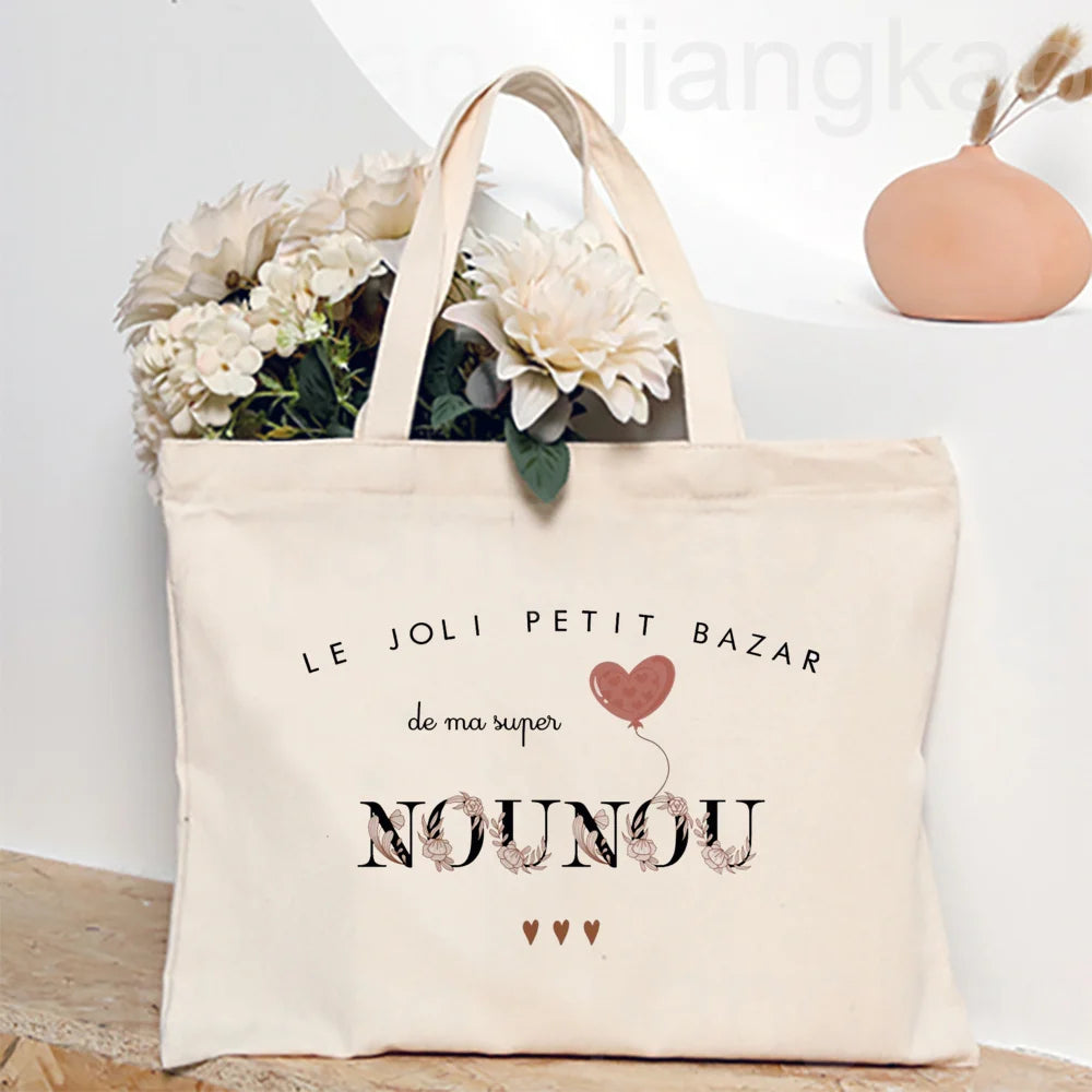 Love You Nanny Thank You for This New Year Print Women Tote Bag Shopping Bags Female Shoulder Bag Travel Handbag Gift for Nounou