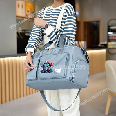 Disney Stitch Carry on Travel Bag Oxford Waterproof Sport Gym Tote Bags Large Capacity Weekender Duffle Luggage Portable Storage