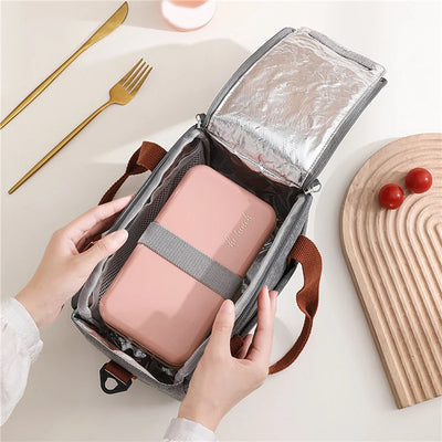 Fashionable New Large Capacity Lunch Bag Hand-held Lunch Box Bag Hand-held Diagonal Cross Insulated Bag Portable Lunch Bag