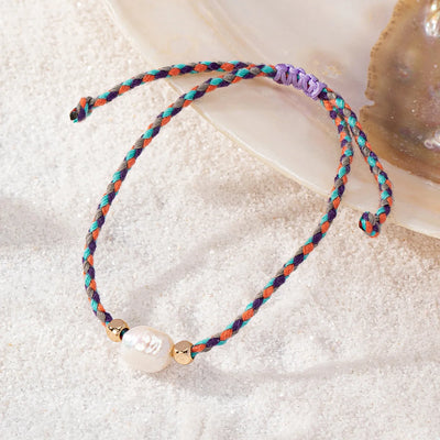 New Trending Woman Summer Jewelry Colorful Rope Thread Freshwater Pearl Bracelet 2024