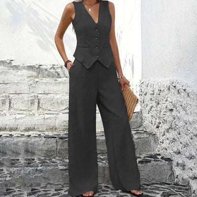 Women's Clothing Spring Summer New Fashionable 2 Piece Vest Pants Collage Splicing Pure Sleeveless Color Temperament Casual Suit - The world bestselling 