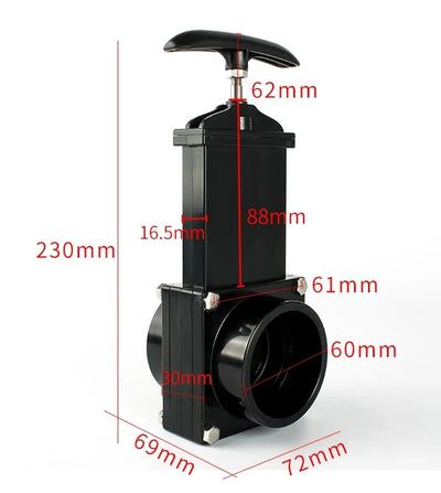 RV Water Gate Valve 50/63/75mm Diameter ABS Sewage Drain Gate Valve for Motorhome Caravan Camper Van Water Tank Accessories