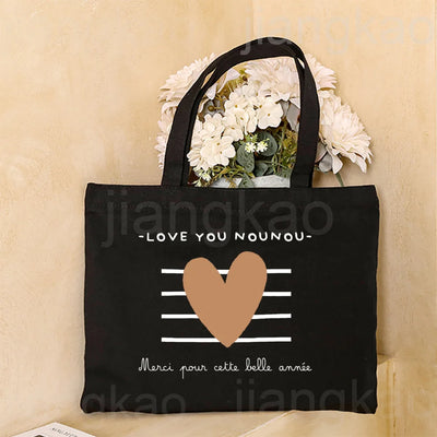 Love You Nanny Thank You for This New Year Print Women Tote Bag Shopping Bags Female Shoulder Bag Travel Handbag Gift for Nounou
