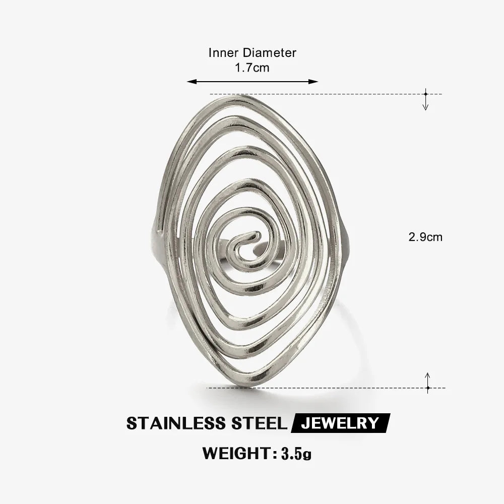 LATS Creaive Stainless Steel Spiral Ring for Women Man Minimalist Irregular Twisted Swirl Rings Fashion Jewelry Unique Gifts