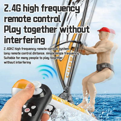 2.4G Remote Control Sailing Boat Doll Swinging Sailboat Model Decoration RC Racing Boat Kids Outdoor Balance Sailboat Water Toys