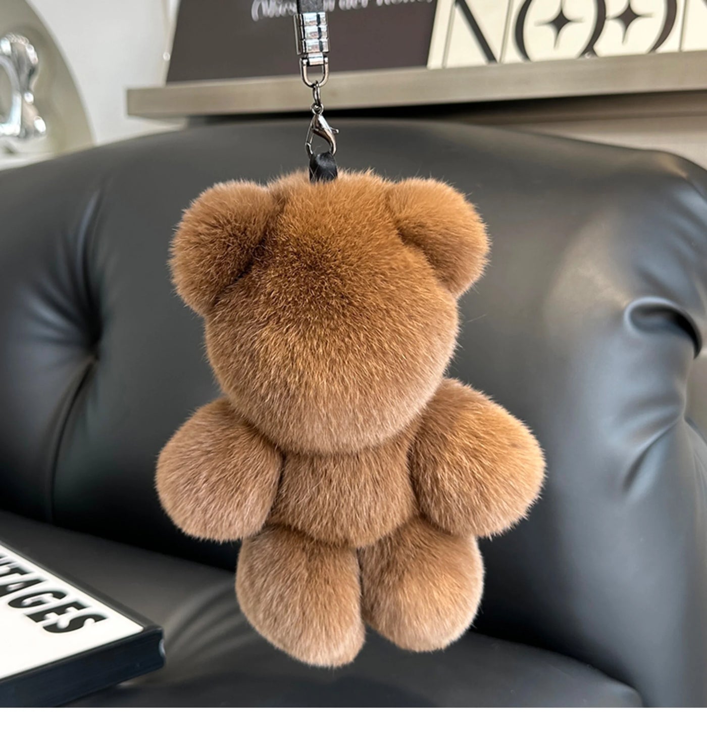 Fashion New Cute Bear Keychain Real Rabbit Fur Bear Doll Pendant Toys Keyring Handbag Charm Ornament Plush Jewelry Gifts