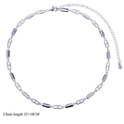 2025 new fashion gold color ladies inlaid zircon Y necklace paper clip necklace shiny jewelry