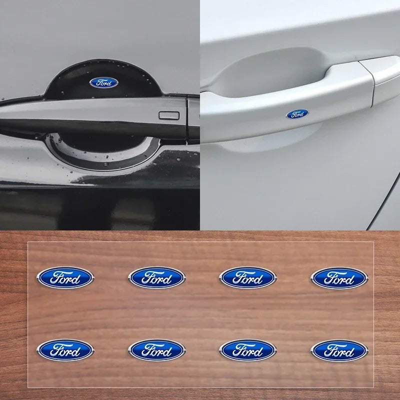 Car Logo Door Handle Sticker Auto One-click Start Button Decal For Ford Kuga Focus Fiesta Ecosport Mondeo Fusion Transit Pendant
