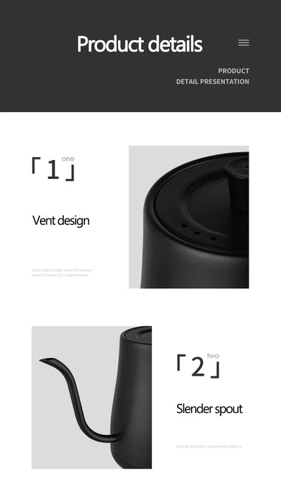 Electric Kettle 800ml Gooseneck Hand Brew Coffee Pot Thermo Pot 304 Stainless Steel Teapot Smart Temperature-Control Water Jug