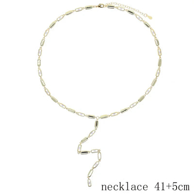 2025 new fashion gold color ladies inlaid zircon Y necklace paper clip necklace shiny jewelry
