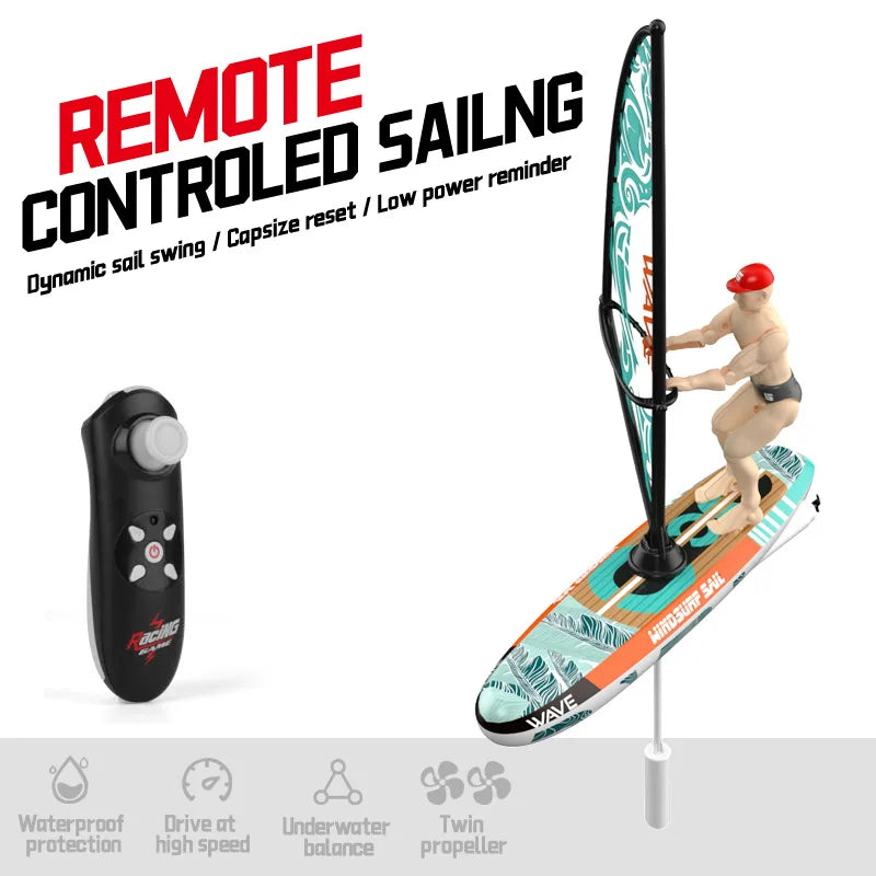2.4G Remote Control Sailing Boat Doll Swinging Sailboat Model Decoration RC Racing Boat Kids Outdoor Balance Sailboat Water Toys