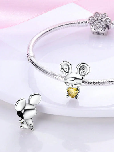 Cute little bear mouse  snowman Beads Charm Silver Plated Fit Charms Silver 925 Original Bracelet for Jewelry Making DIY Charm