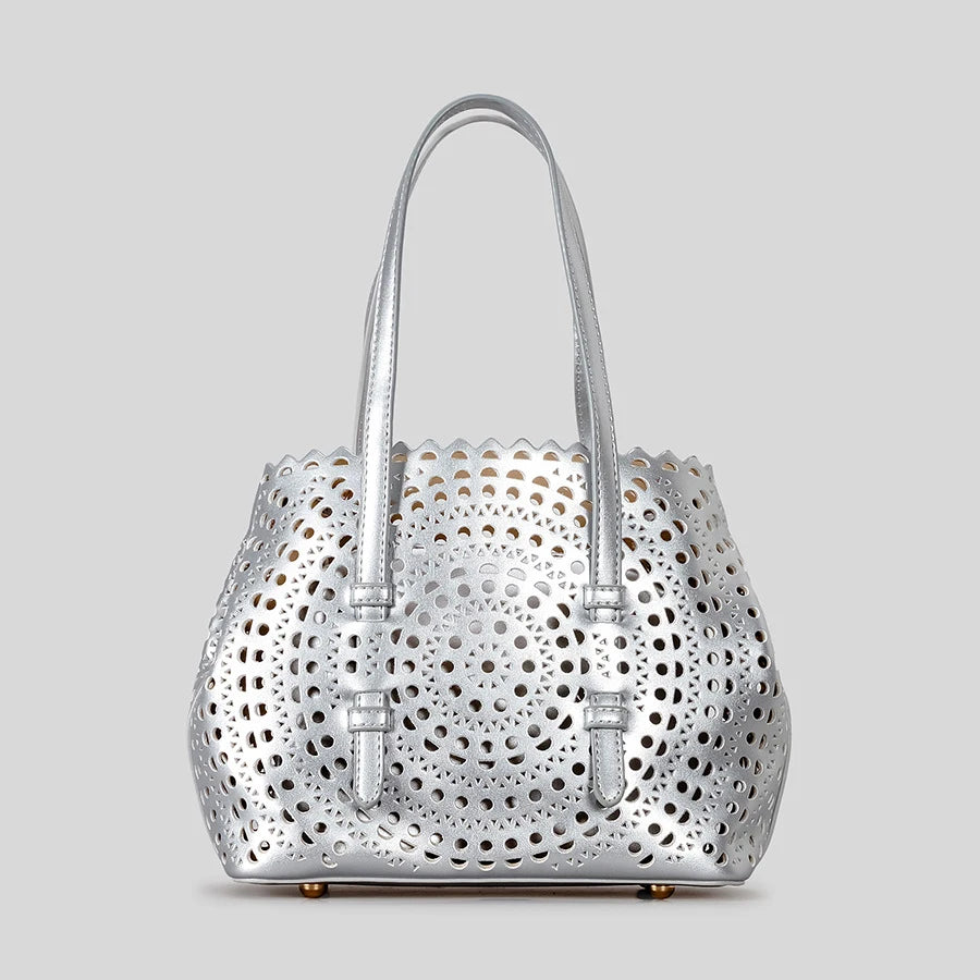 Women's Designer Brand Luxury Round Wave Large Capacity Shopping Tote Handbag Carved Basket Lady Shoulder Crossbody Mother Bag