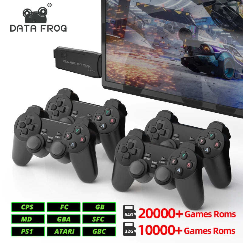 DATA FROG TV Video Game Console Wireless Controller Built in 20000 Games 4K HDMI-Compatible Retro Console Support For PS1/GBA/FC