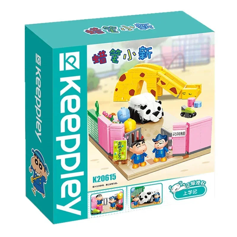 Keeppley Classic Anime Cartoon Crayon Shin-chan Street View Building Blocks House Cat Bus Xiaoxin's Room Bricks Sets  Kids Toys