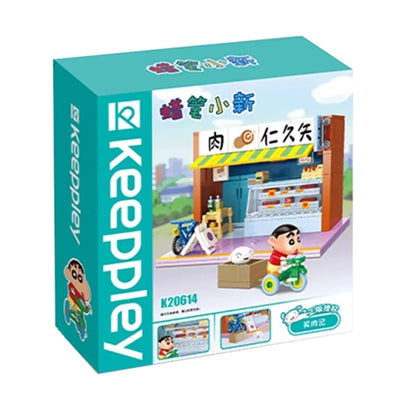Keeppley Classic Anime Cartoon Crayon Shin-chan Street View Building Blocks House Cat Bus Xiaoxin's Room Bricks Sets  Kids Toys