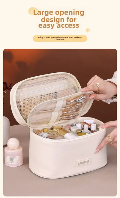 Portable Makeup Brush Organizer Foldable Multi-Pocket Cosmetic Bag for Women, Perfect for Travel, Daily Use & Bathroom Storage