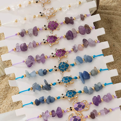 12 Bohemian Exquisite Turtle Stone Bracelet Set Suitable for Summer Beach Vacation