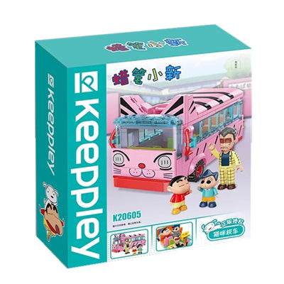 Keeppley Classic Anime Cartoon Crayon Shin-chan Street View Building Blocks House Cat Bus Xiaoxin's Room Bricks Sets  Kids Toys