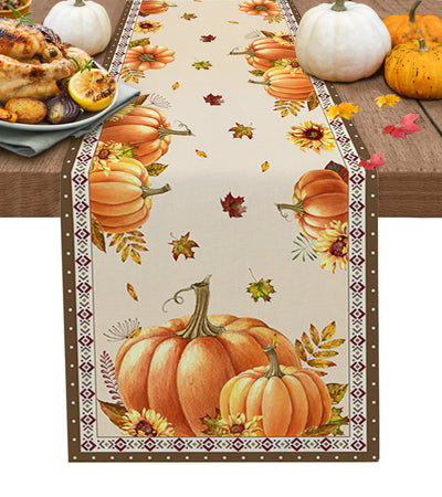 Thanksgiving Autumn Pumpkin Maple Leaf Dining Table Runner Wedding Decor Linen Table Runner Dining Table Christmas Decoration