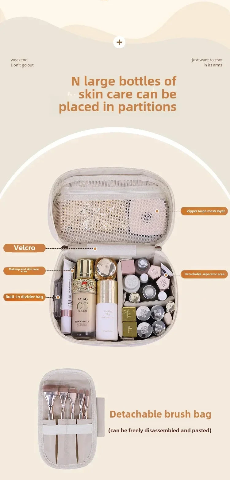 Portable Makeup Brush Organizer Foldable Multi-Pocket Cosmetic Bag for Women, Perfect for Travel, Daily Use & Bathroom Storage